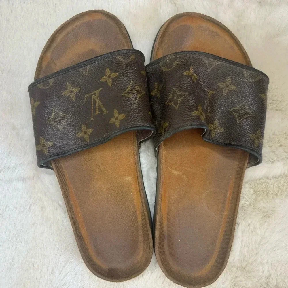 Louis Vuitton Monogram Brown Slide Sandals - Picture 3 of 8